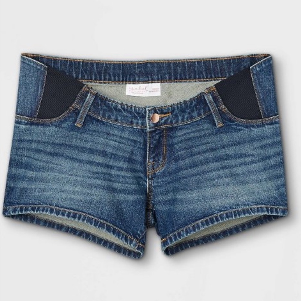 NWT Isabel maternity side panel stretch denim jean shorts size 6